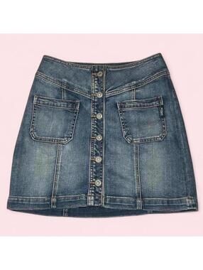 Silver Jeans Button Front Denim Skirt Y2K Size 3 M